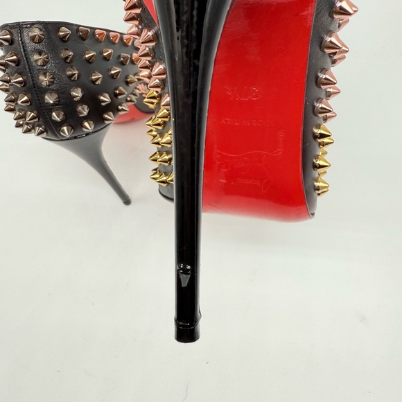 Christian Louboutin Black Leather Pigalle Ombre Spike 100mm pumps EU 37.5 - Picture 6 of 9
